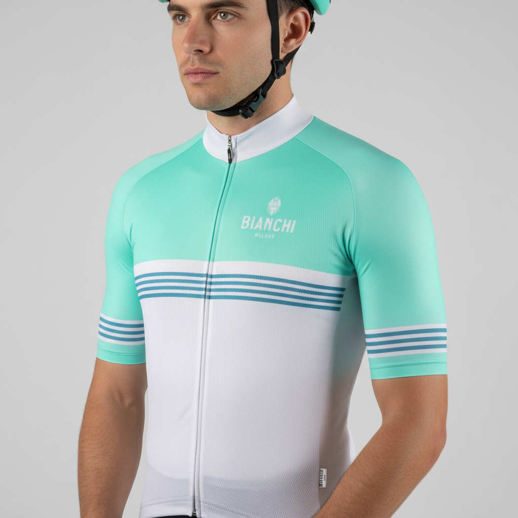 Bianchi Milano Prizzi Men's Cycling Jersey | White/Celeste