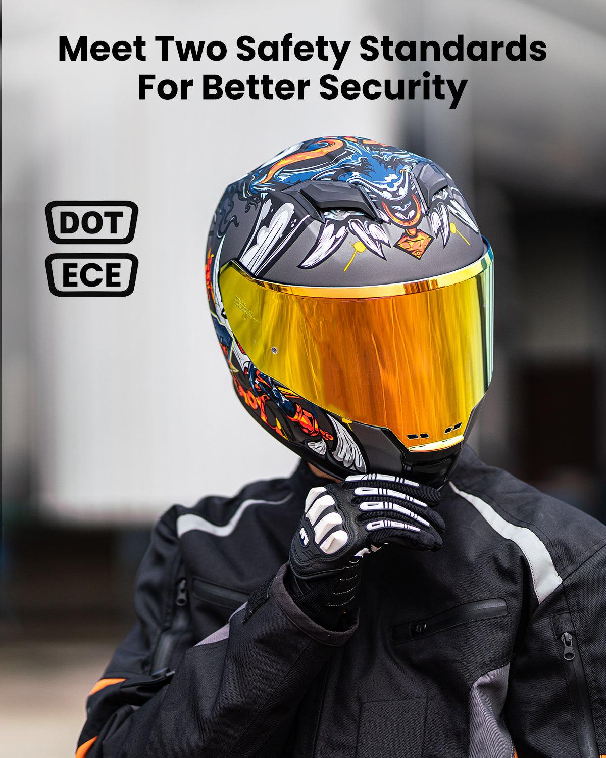 ILM Full Face Motorcycle Helmet Lightweight Fiberglass DOT ECE | Model MF522P