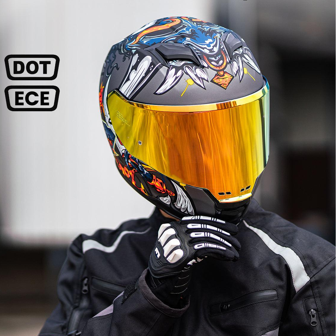 ILM Full Face Motorcycle Helmet Lightweight Fiberglass DOT ECE | Model MF522P