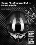 ILM Carbon Fiber Vintage Full Face Modular Motorcycle Helmet | Model B707C