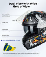 ILM Full Face Motorcycle Helmet Lightweight Fiberglass DOT ECE | Model MF522P