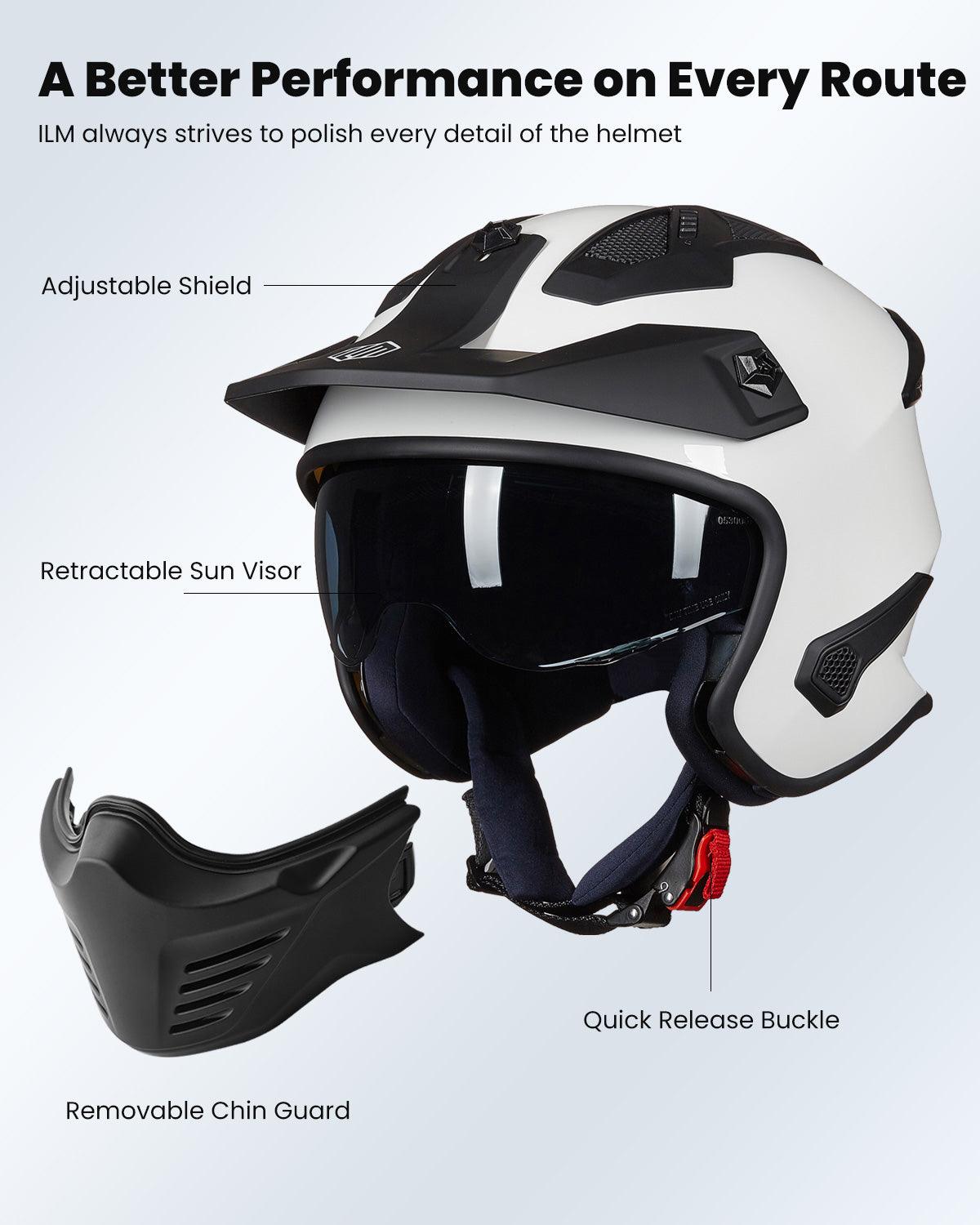 ILM Open Face Motorcycle 3/4 Half Helmet | Model 726X