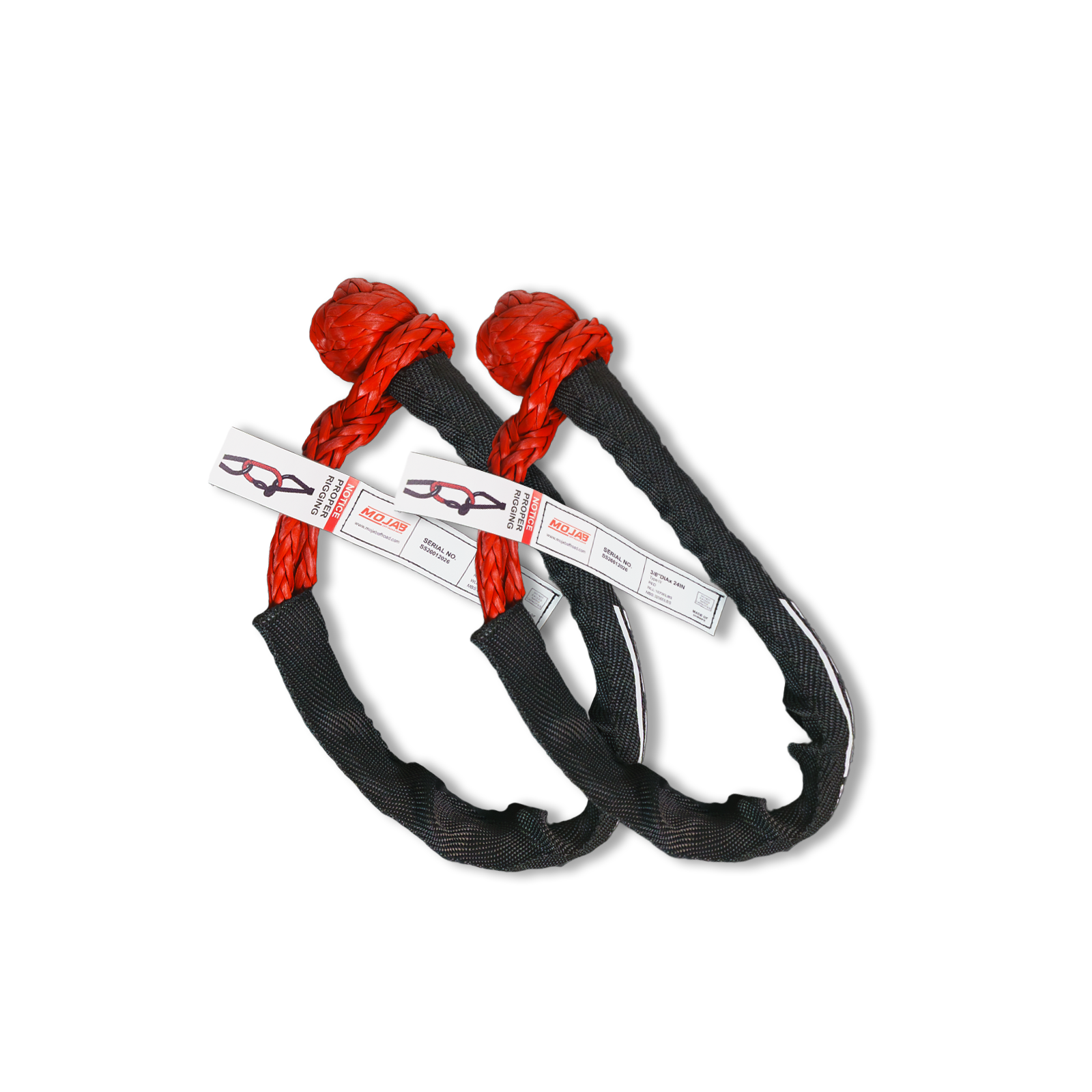 Soft Shackle 3/8'' x 24” with Sleeve and Bag (Set of 2 Shackles) | Lifetime Warranty