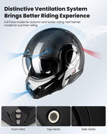 ILM Carbon Fiber Vintage Full Face Modular Motorcycle Helmet | Model B707C