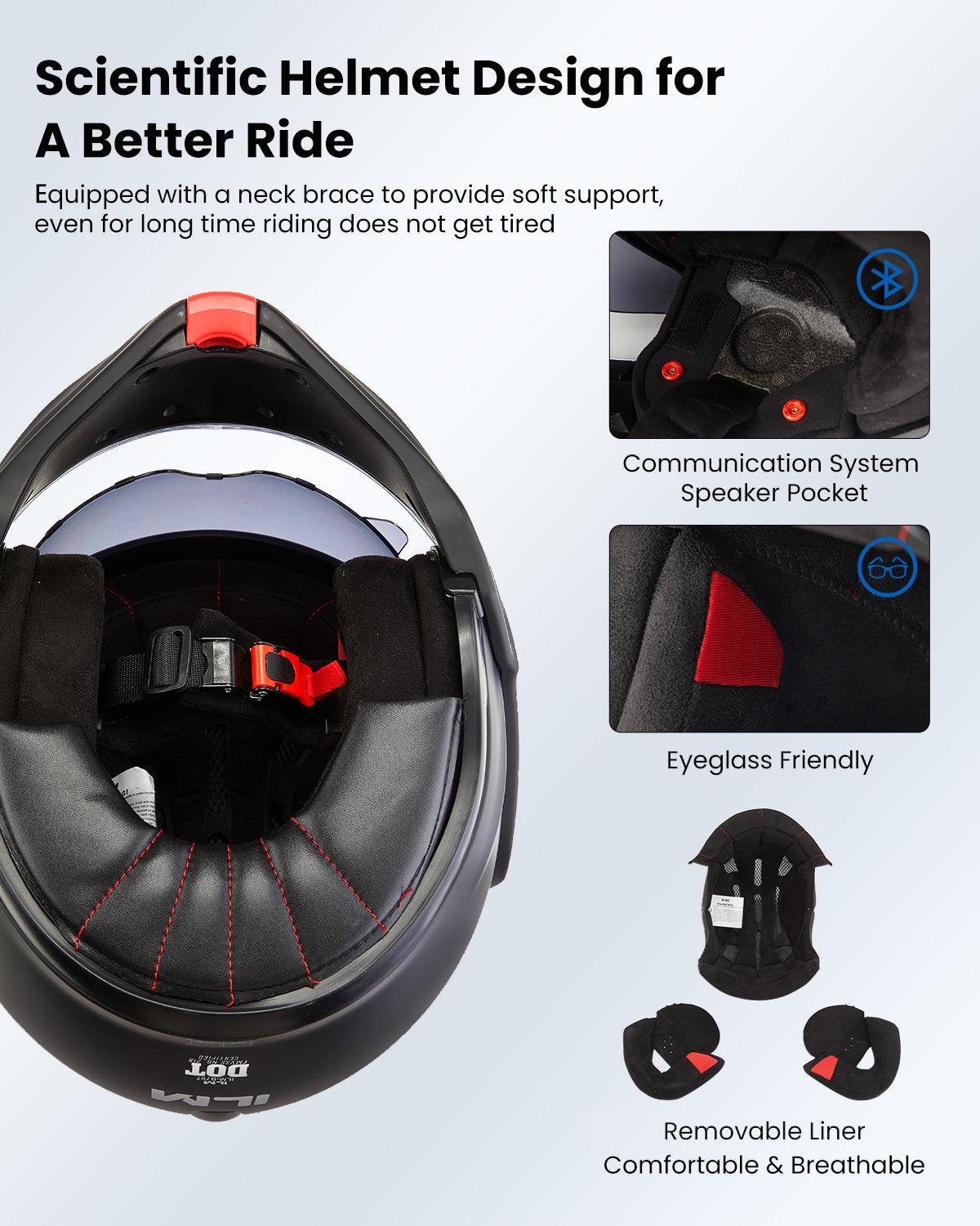 ILM Carbon Fiber Vintage Full Face Modular Motorcycle Helmet | Model B707C