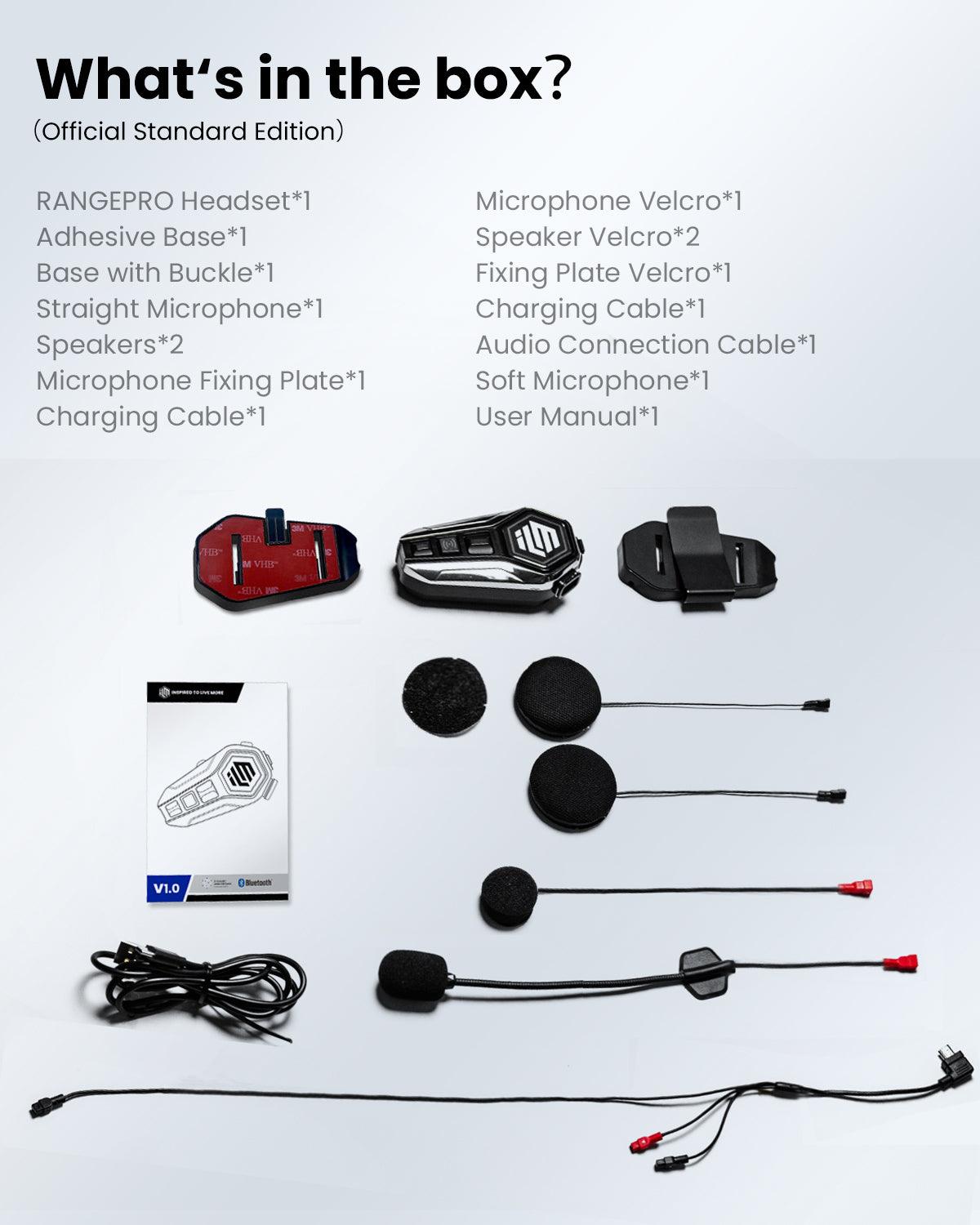 ILM Motorcycle Bluetooth Headset Helmet 2100M Intercom IP67 WP Noise Cancellation RANGEPRO
