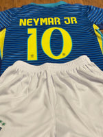 Neymar Jr Blue Brazil Away Jersey Kids Soccer Jersey Set Youth & Toddler Sizes