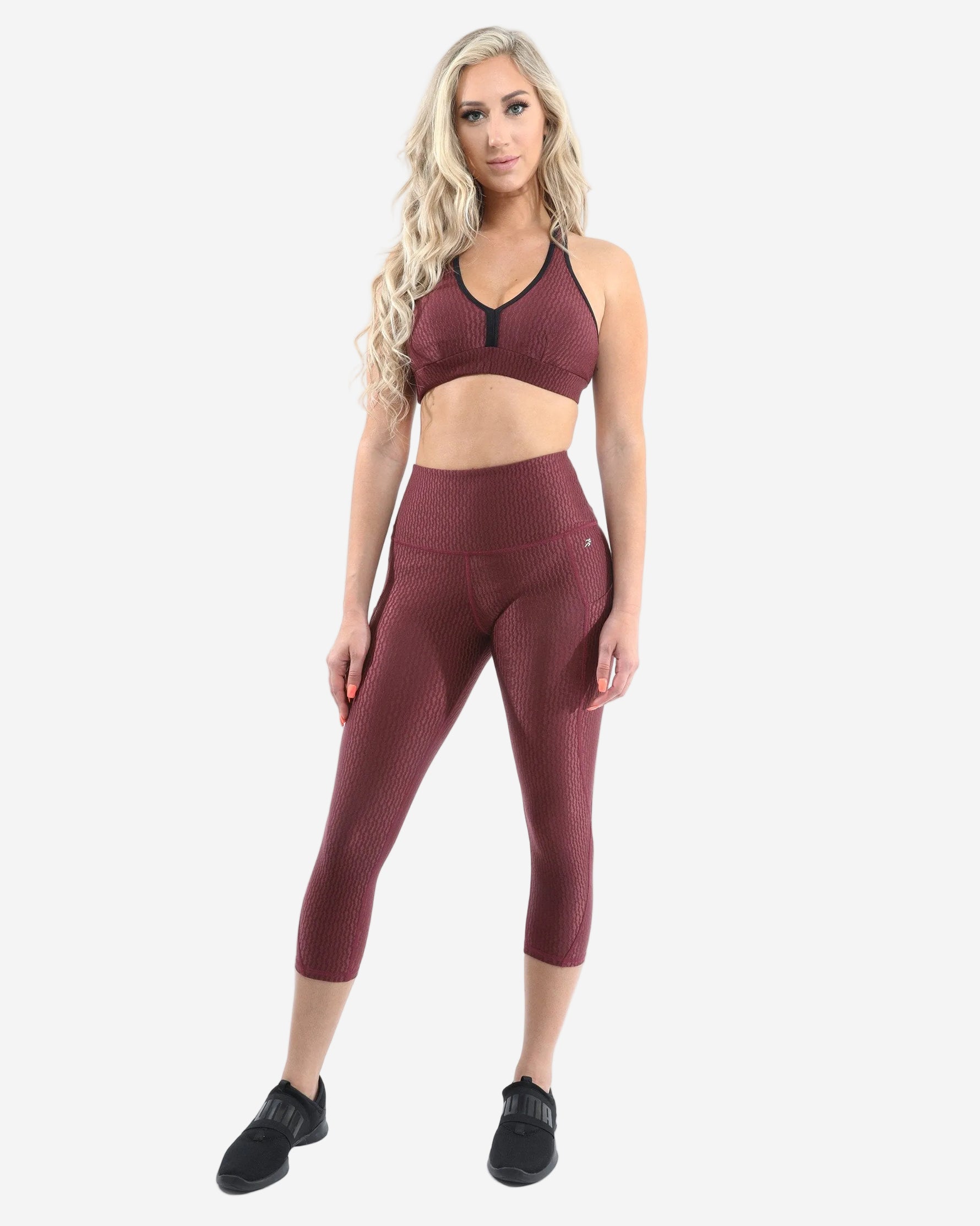 SALE! 50% OFF! Verona Activewear Leggings & Sports Bra Set | Maroon
