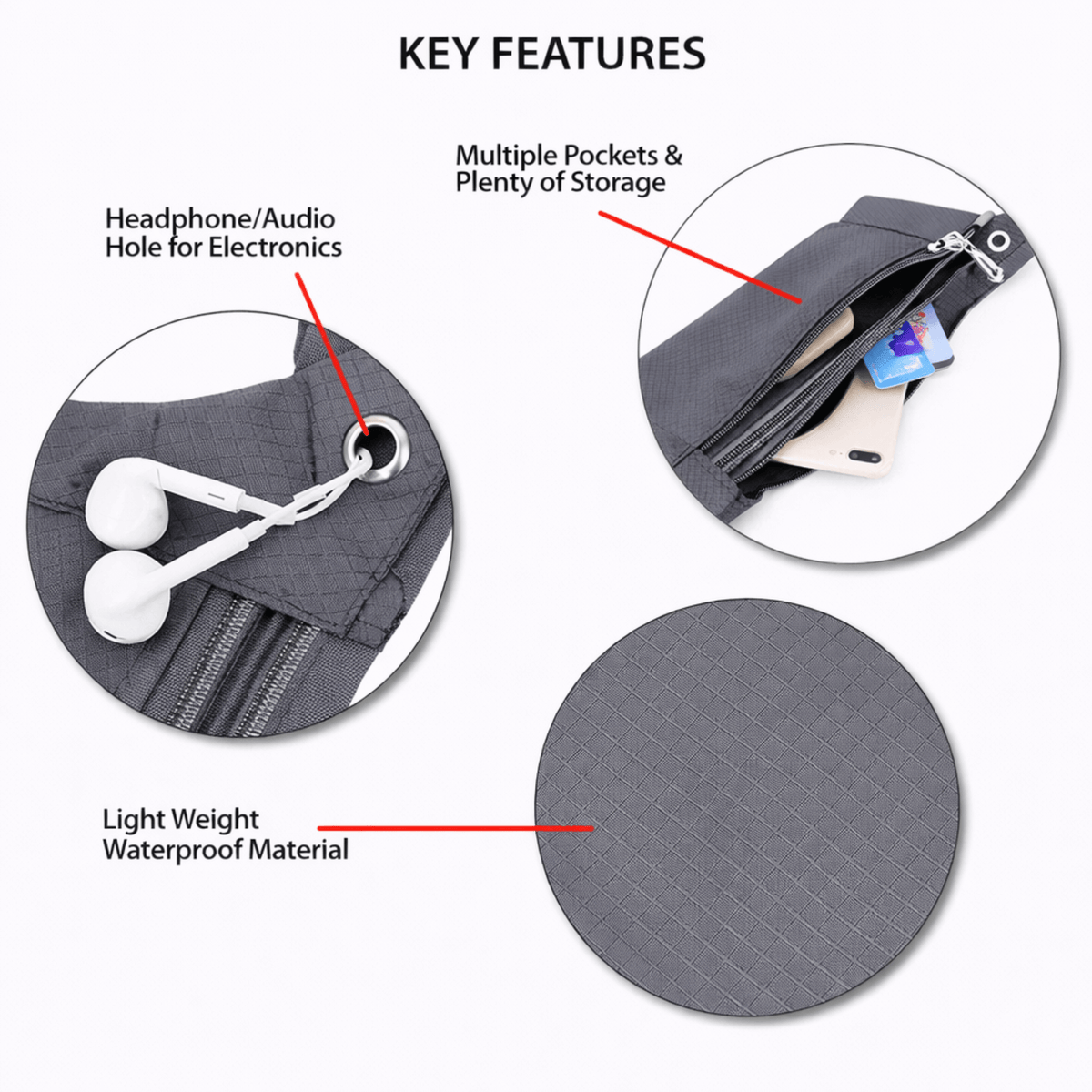 XGear Fitness Waterproof Fanny Pack for Running and Travel