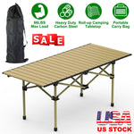 Folding Camping Carbon Steel Roll-Up Picnic & BBQ Table with Carry Bag