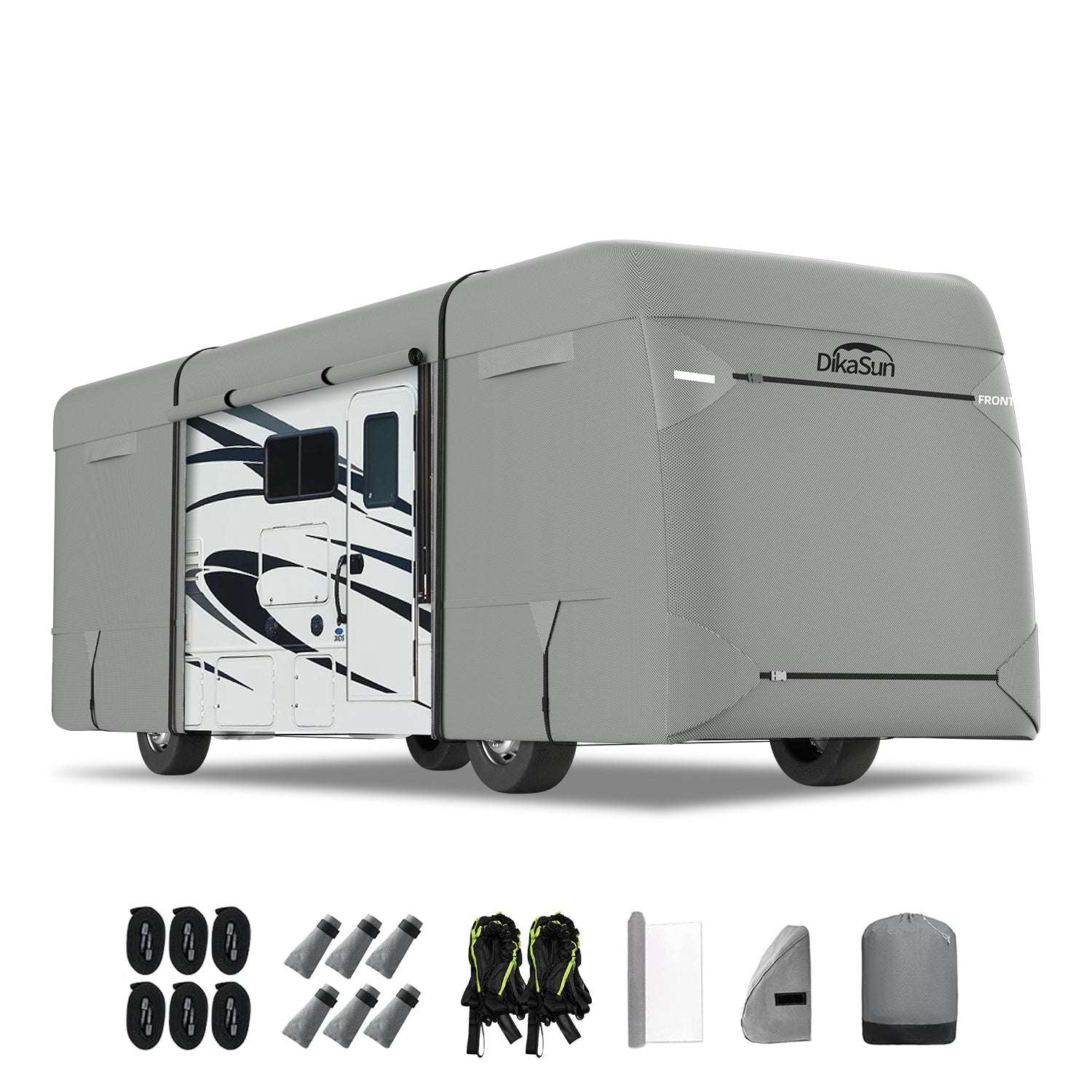 DikaSun 7 Layers Class A RV Cover | Heavy Duty Anti-UV Waterproof Windproof Breathable Class A Motorhome