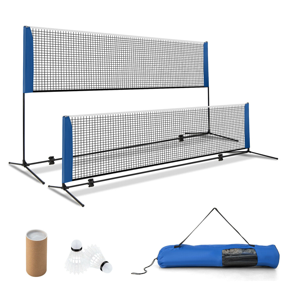 Adjustable Badminton Net Stand with Portable Carry Bag | 10'/14'