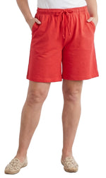 Women's Interlock Knit Cotton Shorts with Elastic Waist and Adjustable Drawstring