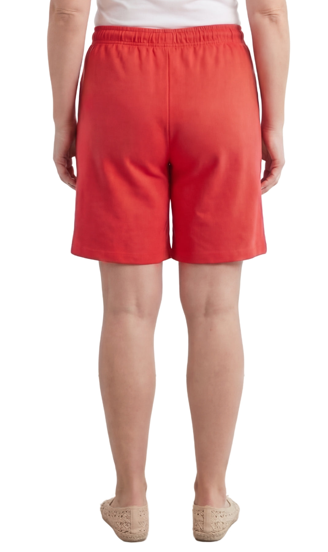 Women's Interlock Knit Cotton Shorts with Elastic Waist and Adjustable Drawstring