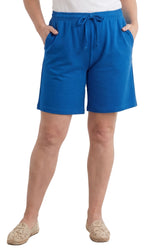 Women's Interlock Knit Cotton Shorts with Elastic Waist and Adjustable Drawstring