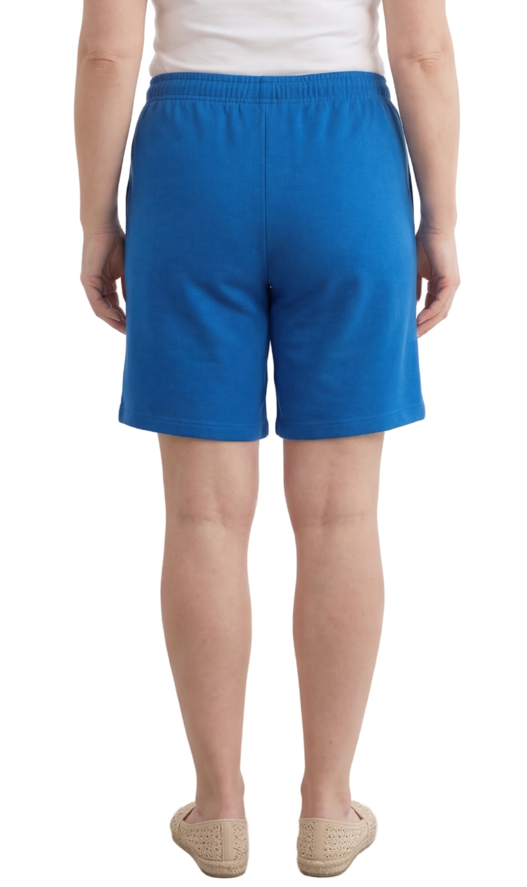 Women's Interlock Knit Cotton Shorts with Elastic Waist and Adjustable Drawstring