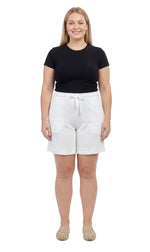 Women's Interlock Knit Cotton Shorts with Elastic Waist and Adjustable Drawstring