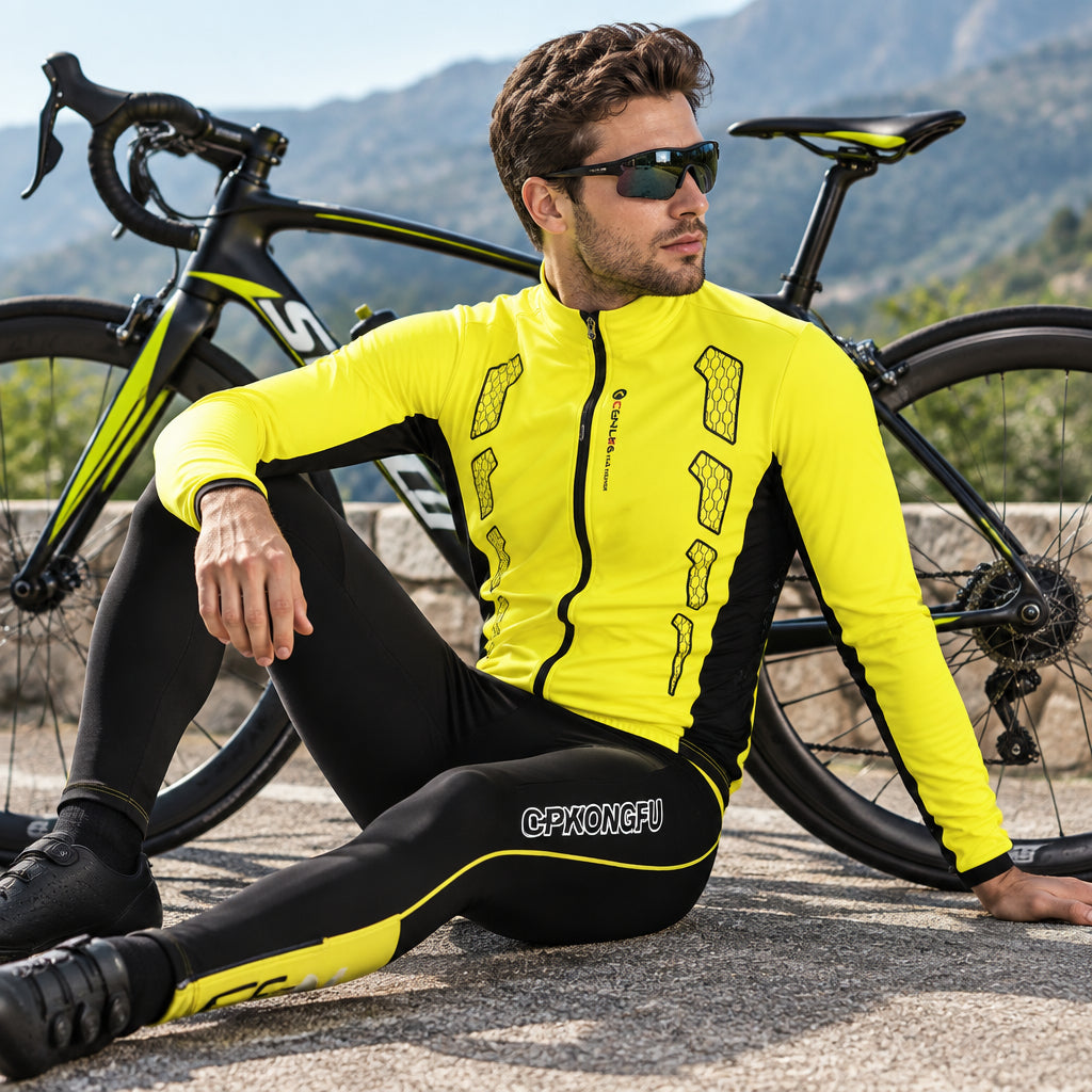 Long-Sleeved Windproof Cycling Jersey Suit