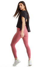 Women's 7/8 Legging in Strong Compressed Double Knit Polyester Blend Fabric with side Phone Pockets