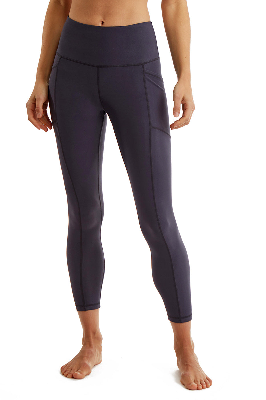 Women's 7/8 Legging in Strong Compressed Double Knit Polyester Blend Fabric with side Phone Pockets