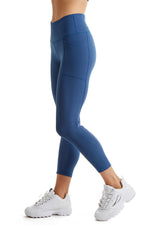 Women's 7/8 Legging in Strong Compressed Double Knit Polyester Blend Fabric with side Phone Pockets