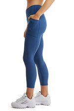 Women's 7/8 Legging in Strong Compressed Double Knit Polyester Blend Fabric with side Phone Pockets