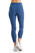 Women's 7/8 Legging in Strong Compressed Double Knit Polyester Blend Fabric with side Phone Pockets