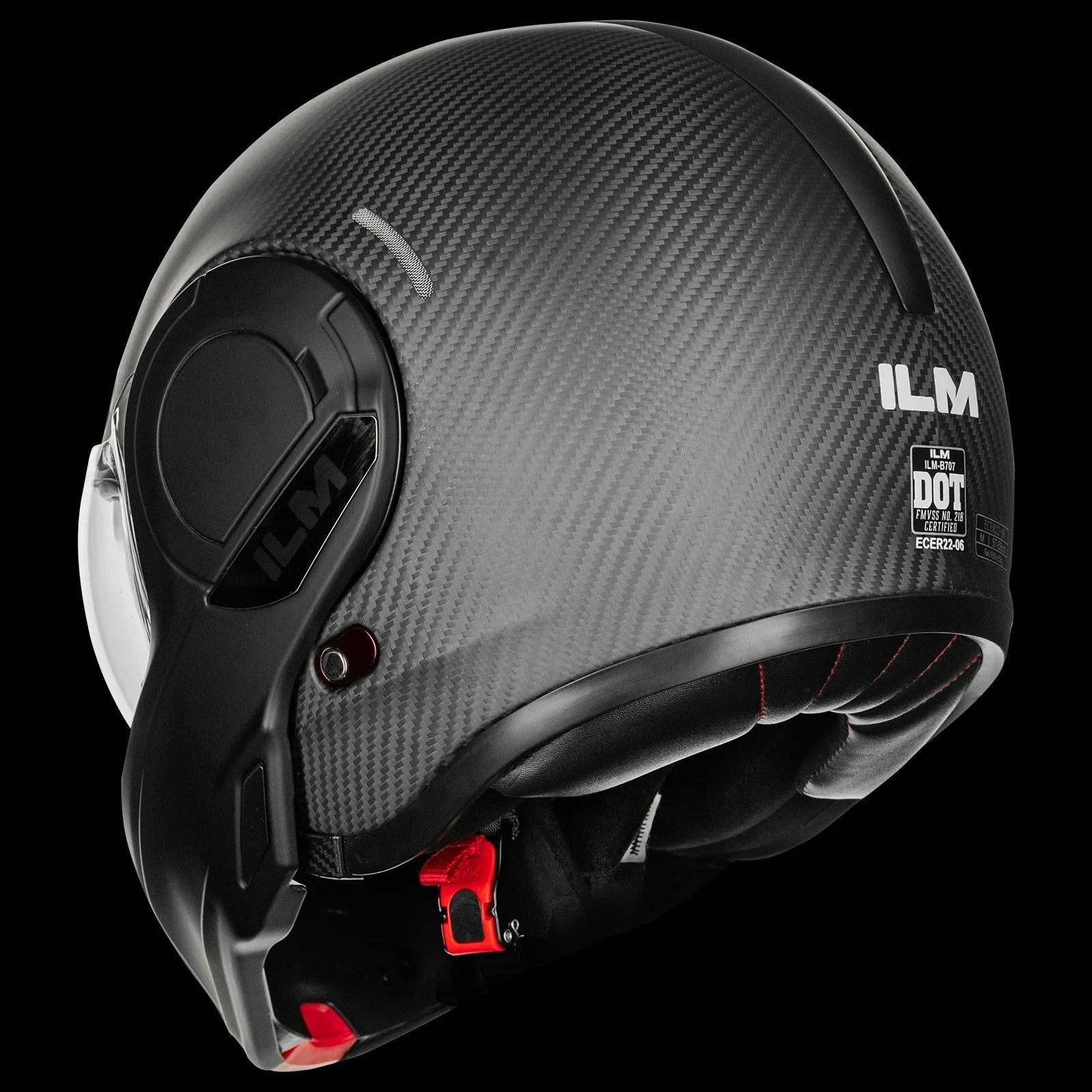 ILM Carbon Fiber Vintage Full Face Modular Motorcycle Helmet | Model B707C
