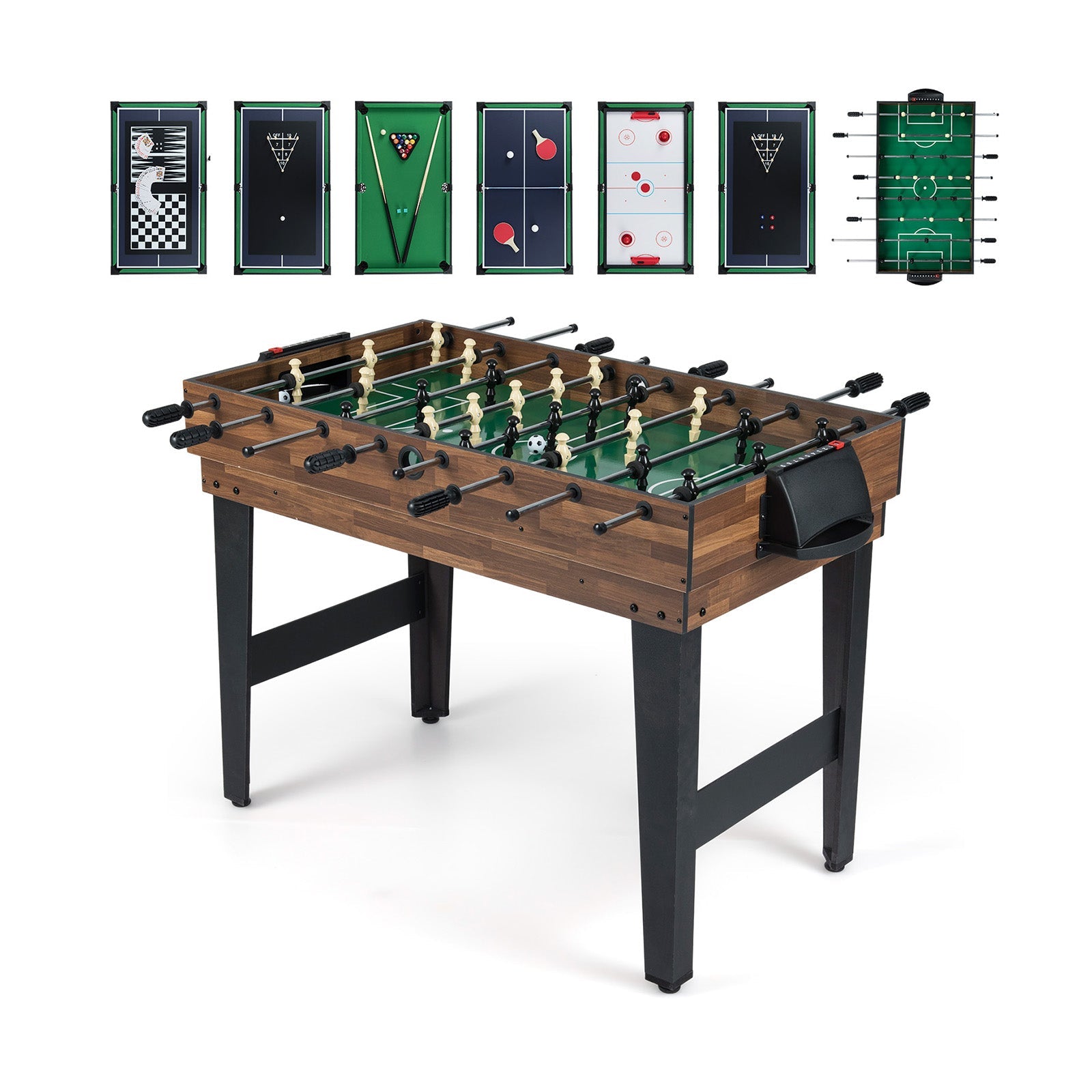 10-in-1 Combo Game Table Set 50" Multi-Game Table with Foosball | Brown