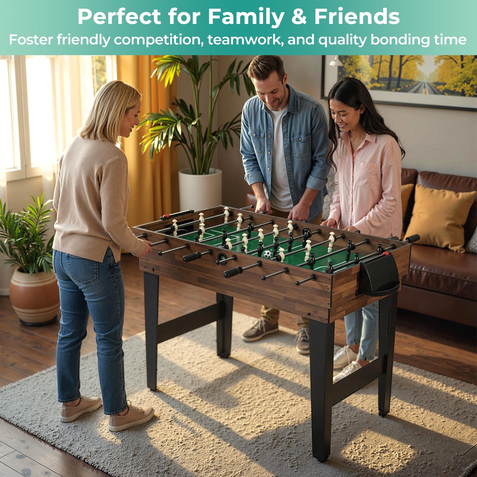 10-in-1 Combo Game Table Set 50" Multi-Game Table with Foosball | Brown