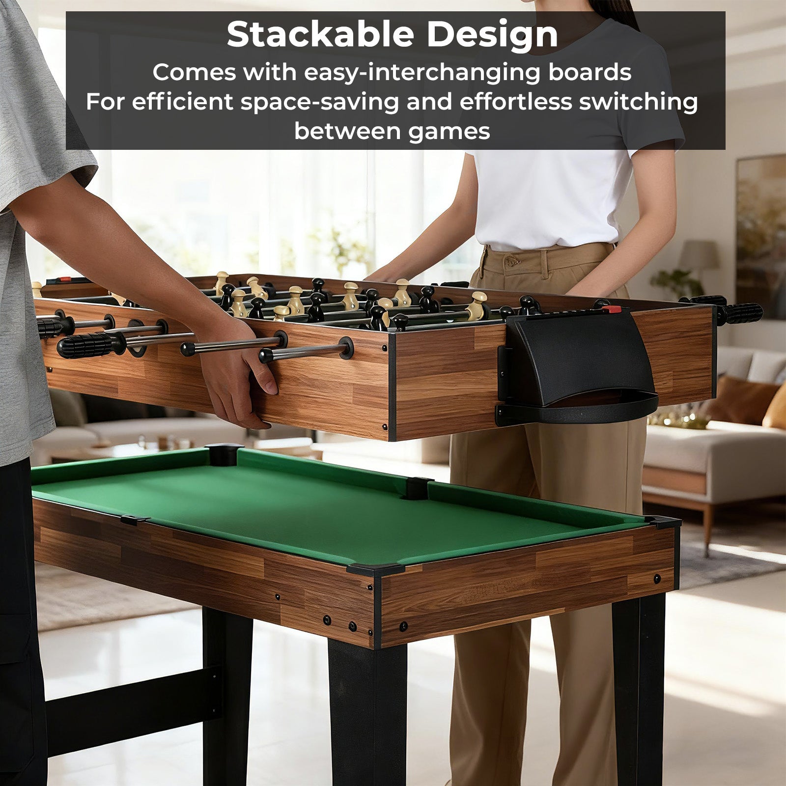 10-in-1 Combo Game Table Set 50" Multi-Game Table with Foosball | Brown