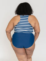 Navy Stripe Racer-Back Tankini Top