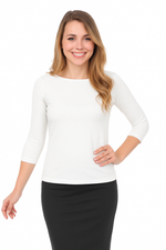 Fitted 3/4 Sleeve Layering Shell | High Round Neckline Slim-Fit Undershirt
