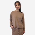 French Terry Cotton Blend Crew Neck Sweatshirt with Long Sleeves