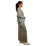 French Terry Cotton Blend Crew Neck Sweatshirt with Long Sleeves