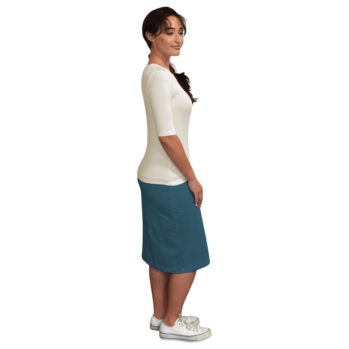 Fitted Layering Shell | Modest Round Neck with Elbow Sleeves