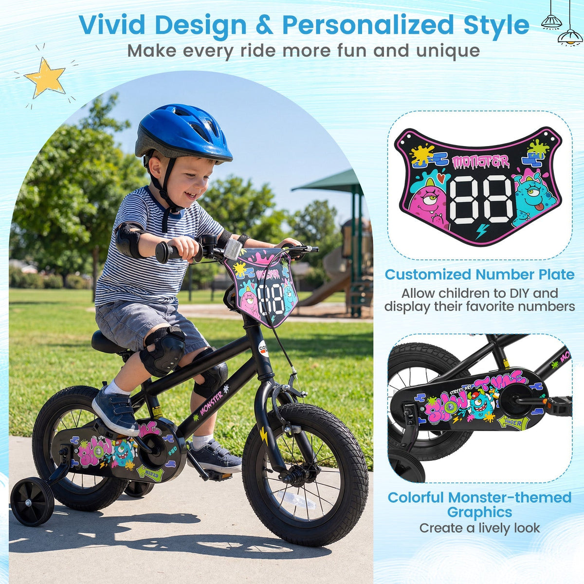 Kids Bike with Training Wheels for Ages 4-8 | 12-18"