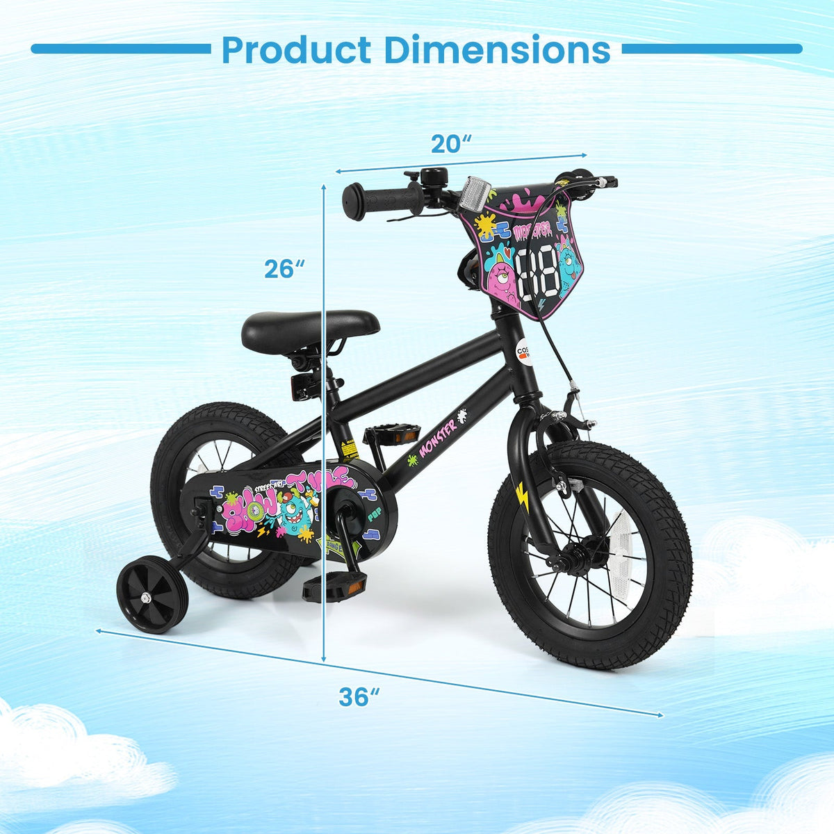 Kids Bike with Training Wheels for Ages 4-8 | 12-18"