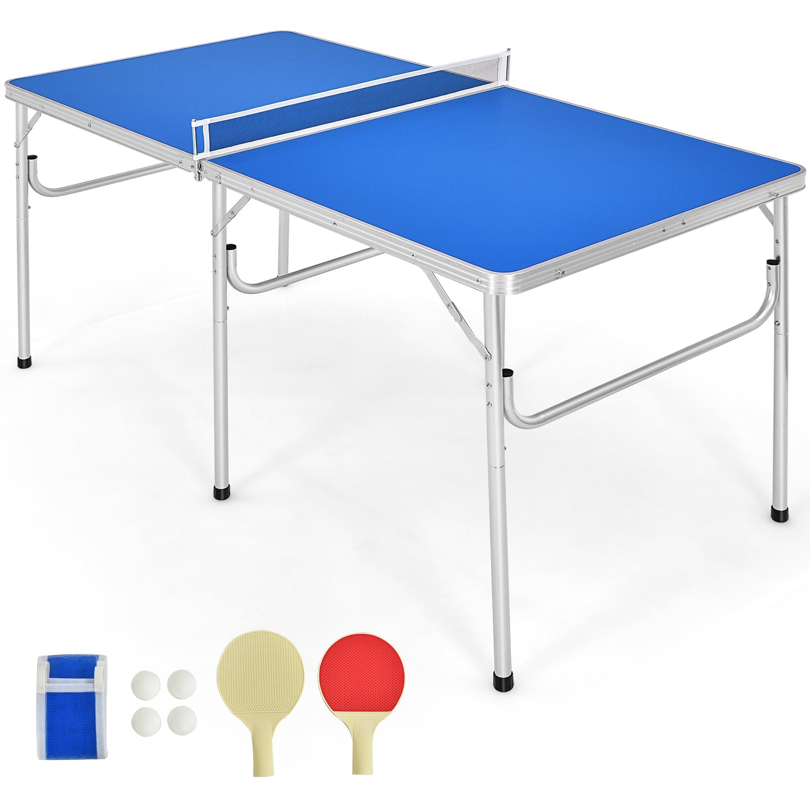 60" Portable Tennis Ping Pong Folding Table with Accessories