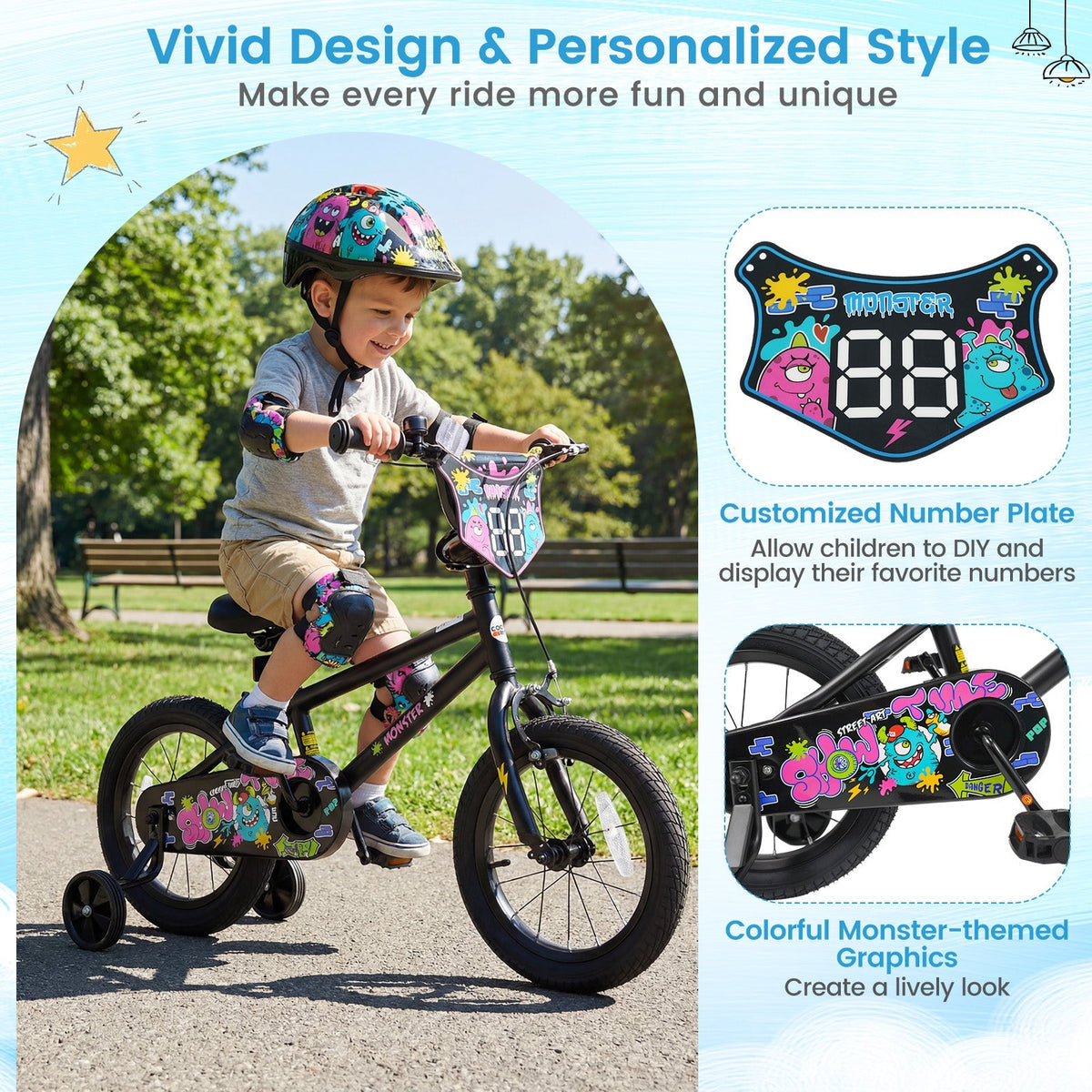 Kids Bike with Training Wheels for Ages 4-8 | 12-18"