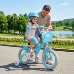 Girls Bike with Training Wheels and Front Bag | 12-18"