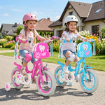 Girls Bike with Training Wheels and Front Bag | 12-18"