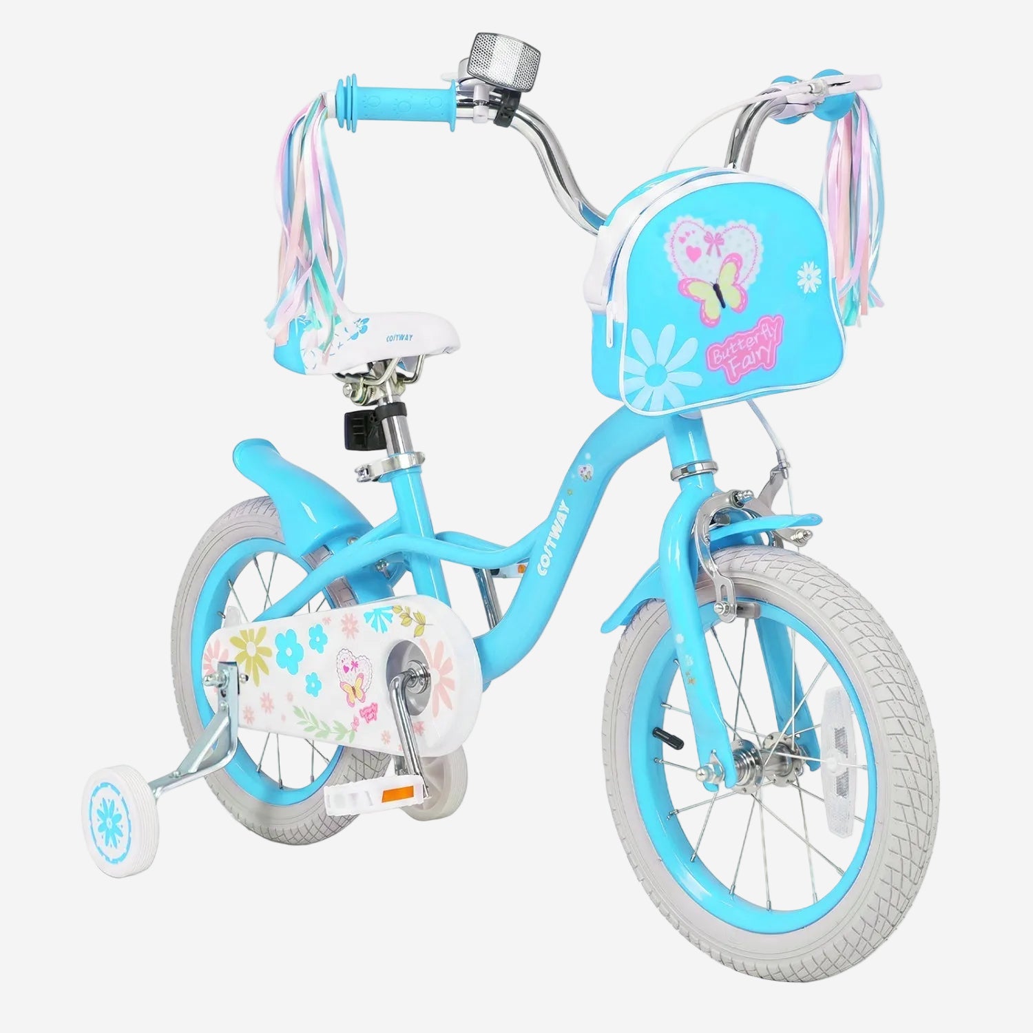 Girls Bike with Training Wheels and Front Bag | 12-18"