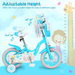 Girls Bike with Training Wheels and Front Bag | 12-18"