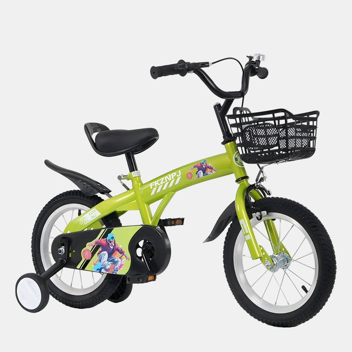 18" Sporty Kids Bike with Training Wheels and Stand Adjustable Saddle | Aged 5-10 Years (Tall Height 39-49")