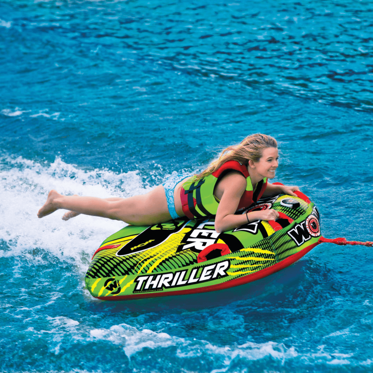 WOW Watersports Big Thriller 1-Person Inflatable Towable Deck Tube
