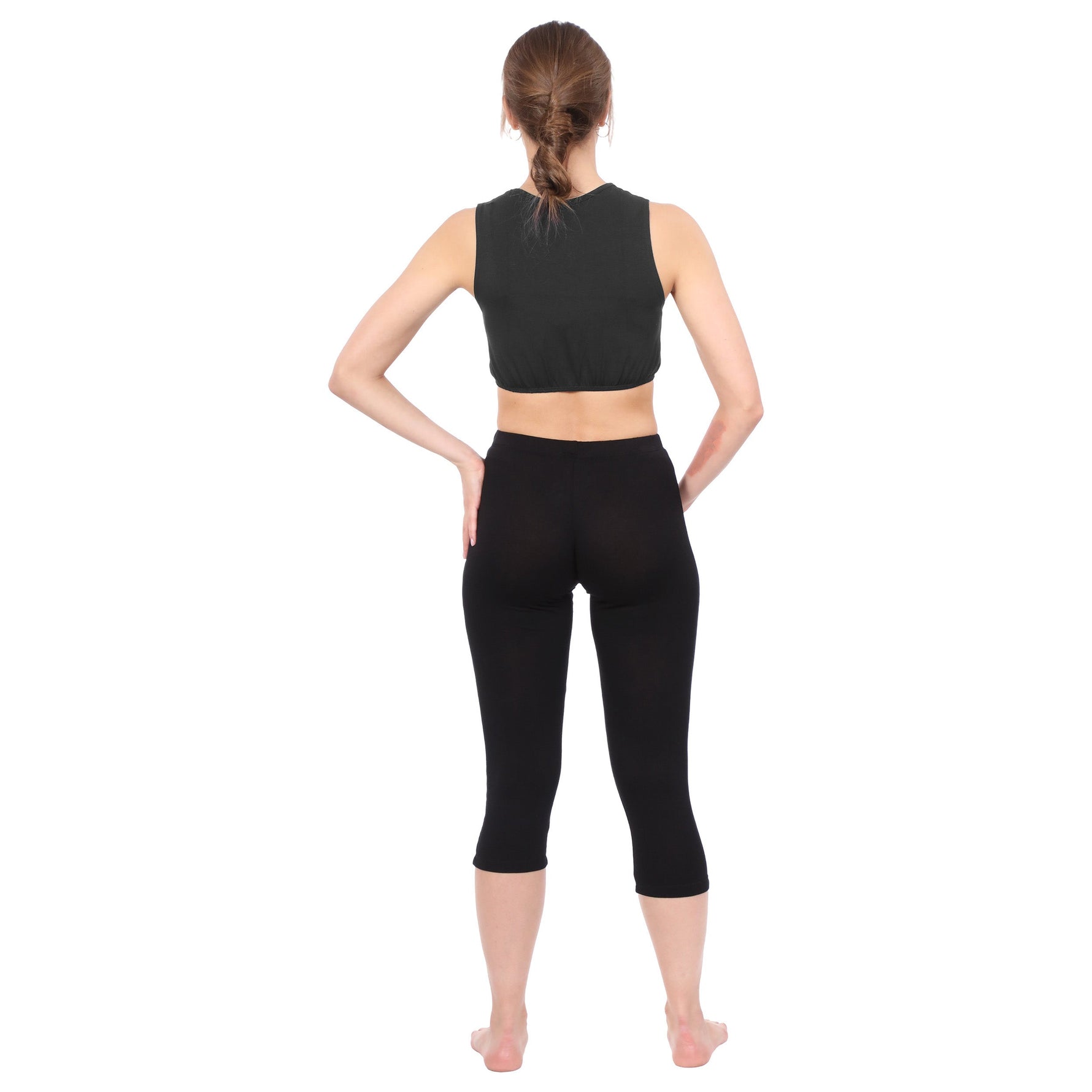 Modest Neck Cropped Layering Shell | Cotton Spandex Sleeveless Tank