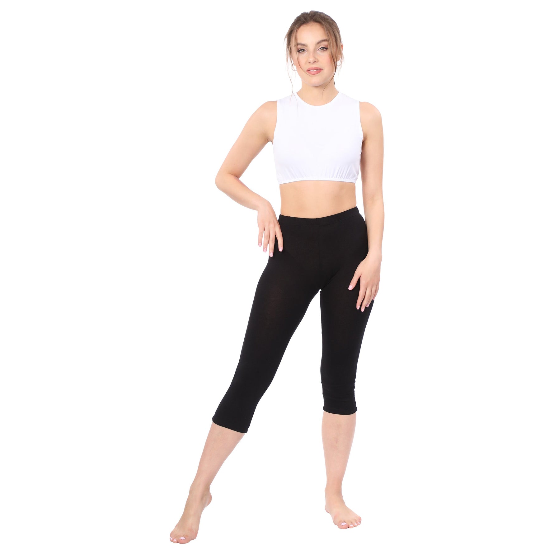 Modest Neck Cropped Layering Shell | Cotton Spandex Sleeveless Tank