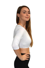 3/4 Sleeve Cropped Layering Shell in Viscose Spandex | Women's and Plus Sizes