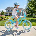 Girls Bike with Training Wheels and Front Bag | 12-18"